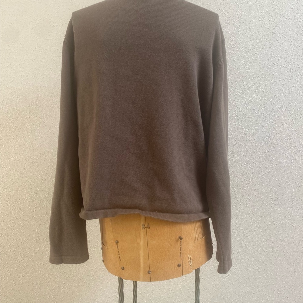 J. Jill Brown Cowl Neck Sweater All Cotton - Picture 2 of 6